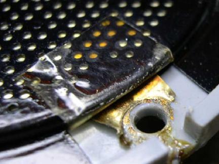 Damage from heat around contact point